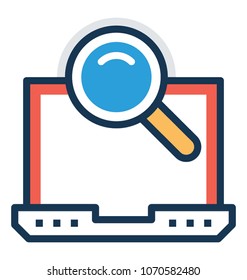 Laptop screen magnifier vector icon 
