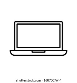 Icono de visualización de la pantalla del portátil o del portátil. sobre un fondo blanco. Web Eps 10