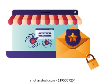 laptop screen with open window and password icon isolated
