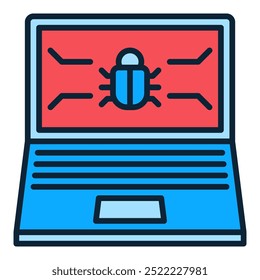 Laptop Screen with PC Virus vector Internet Security concept colored icon or symbol