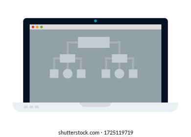 Laptop screen with program development elements flat icon vector isolated.