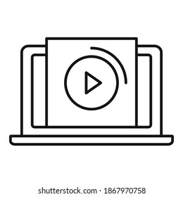 laptop screen recording icon. Outline laptop screen recording vector icon for web design isolated on white background
