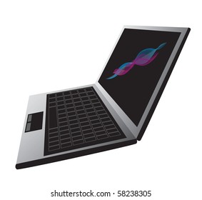 laptop with screen saver on separated layers