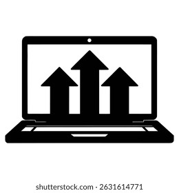 Pantalla de la computadora portátil que muestra gráficos de crecimiento creciente