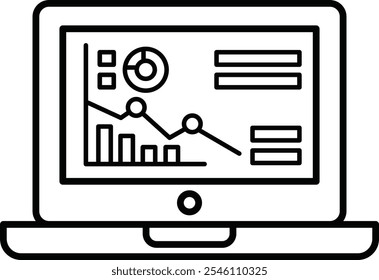 La pantalla de un portátil muestra un gráfico con una tendencia a la baja
