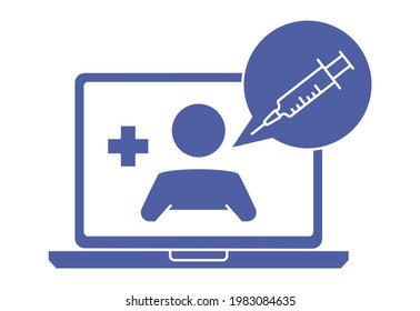 Laptop screen with therapist on chat. Online consultation with doctor. Ask a doctor. Online medical advice or consultation service, telemedicine. Glyph icon. Vector