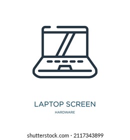 laptop screen thin line icon. screen, electronic linear icons from hardware concept isolated outline sign. Vector illustration symbol element for web design and apps.