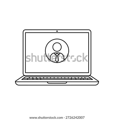 Laptop screen user profile with tie computer display desig