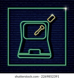Laptop and screwdriver vector image, icon, neon, logo, repair