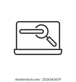 Símbolo de signo de icono de motor de Búsqueda de computadora portátil