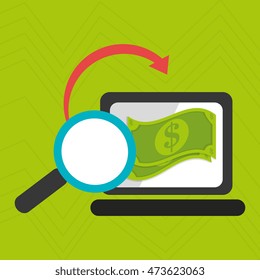 laptop search global money vector illustration eps 10