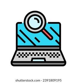 laptop search magnifying glass color icon vector. laptop search magnifying glass sign. isolated symbol illustration