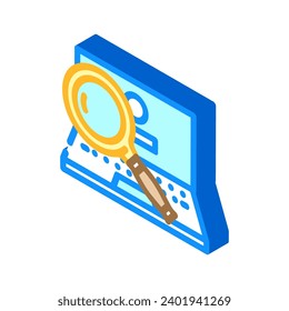 laptop search magnifying glass isometric icon vector. laptop search magnifying glass sign. isolated symbol illustration