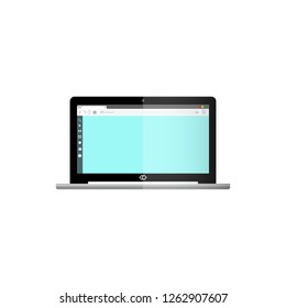 Laptop with searching browser with simple style and elegant, white background.