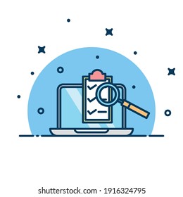 Laptop Searching Data Vector Illustration. Laptop Icon With Flat Design Style Isolated. Laptop Icon Concept.