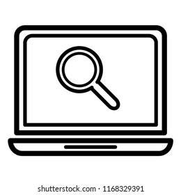 Laptop with searching icon. Looking for data. EPS 10.