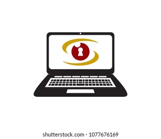 Laptop Secure Icon Vector Logo Template Illustration Design