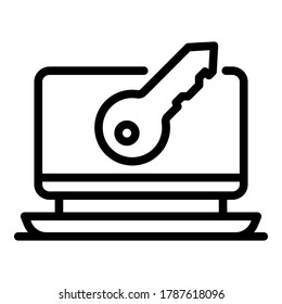 Laptop-gesichertes Authentifizierungssymbol. Umfassende, durch Laptop gesicherte Authentifizierung, Vektorsymbol für Webdesign einzeln auf weißem Hintergrund