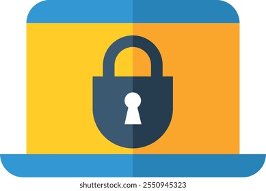 Laptop security color icon. Password protection device