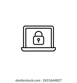 Laptop Security Concept With A Padlock For Data Protection Outline Icon