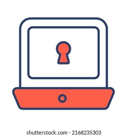 laptop security Finance Related Vector Line Icon. Editable Stroke Pixel Perfect.
