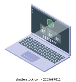 Laptop security icon isometric vector. Data antivirus. Spam safe