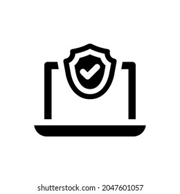 Laptop security icon on white background