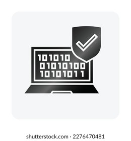 Laptop Security Icon. Protected Laptop with Shield Icon