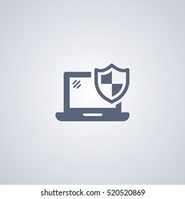 Laptop security icon, Laptop protection icon