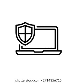 Icono de seguridad del ordenador portátil que muestra la protección de datos y el escudo que simboliza la seguridad informática y digital