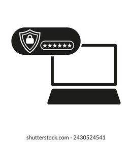 Inicio de sesión de seguridad de portátiles, cifrado de contraseña. Interfaz de protección de datos. Ilustración vectorial. EPS 10.