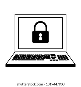 Laptop with security system black and white