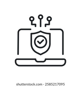 Laptop security thin line icons. Perfect pixel on transparent background