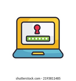 Laptop Security vector Filled Outline Icon Design illustration on White background. EPS 10 File 