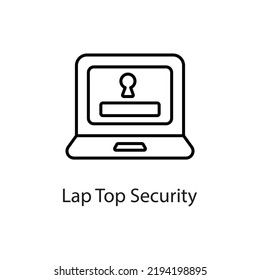 Laptop-Sicherheit, Vektorgrafik-Outline-Symbol, Design-Illustration auf weißem Hintergrund. EPS10-Datei 