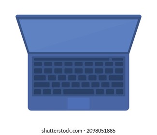 Objeto vector de color semiplano para portátiles. Ordenador portátil. Electrónica y tecnología. Artículo realista sobre el blanco. Estilo de vida aislado de dibujos animados modernos ilustración de diseño gráfico y animación