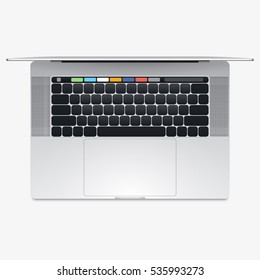 Laptop Semi Flat Icon. Vector POV illustration of opened laptop with additional touch display on keyboard