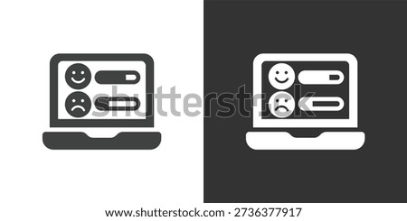 Laptop Sentiment Analysis Dashboard icon. Solid glyph series icon