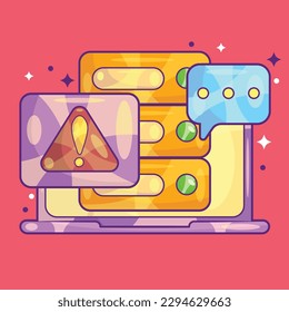 Laptop with Server Database Alert Concept Vector
