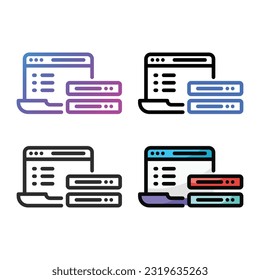Laptop server icon design in four variation color