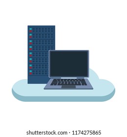 Laptop and servers with gears