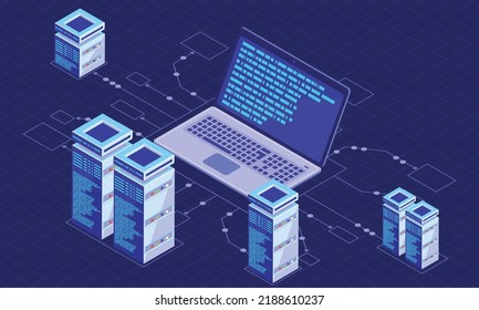 laptop and servers tech isometric
