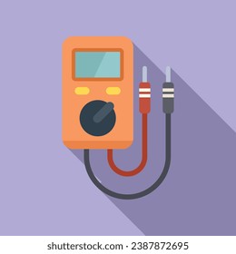 Vector plano de icono multimetro de servicio portátil. Sistema de datos. Datos de pantalla