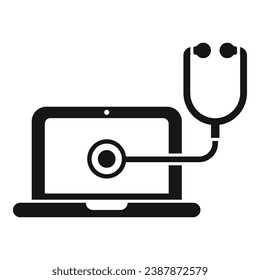 Laptop service stethoscope icon simple vector. Button tool. Computer digital gadget