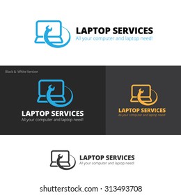 Laptop services Vector Logo Template.