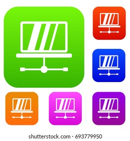 Laptop set icon in different colors isolated vector illustration. Premium collection