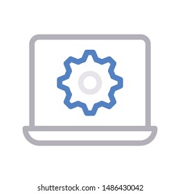 laptop setting colour line vector icon