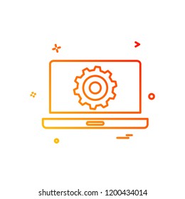 laptop setting gear icon vector design