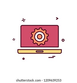 laptop setting gear icon vector design