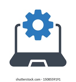 laptop setting glyph colour vector icon